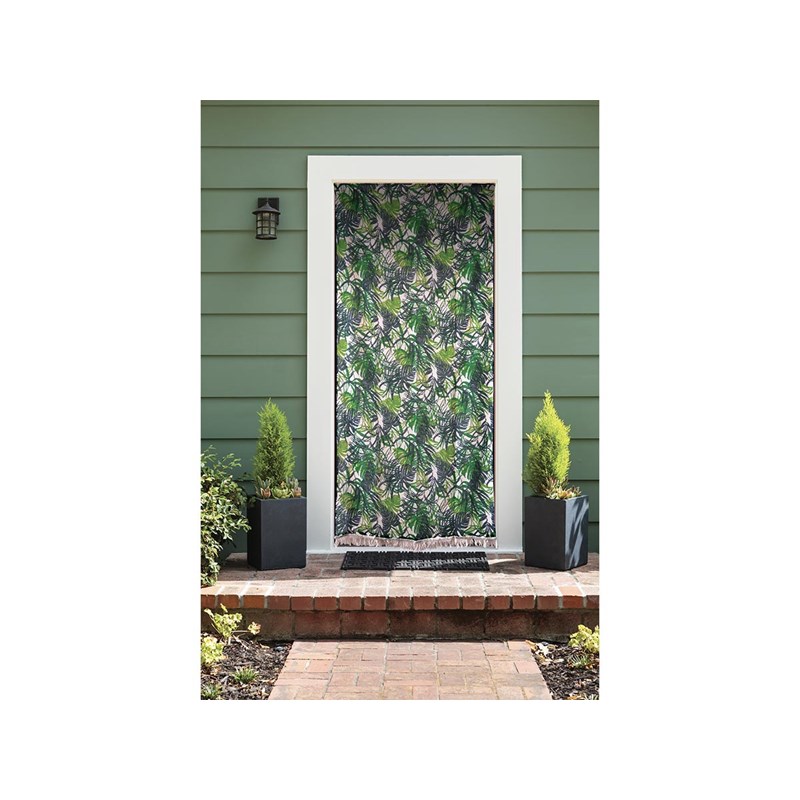 Morel - Rideau de porte moustiquaire en toile feuilles tropicales 140 x 225 cm - morel