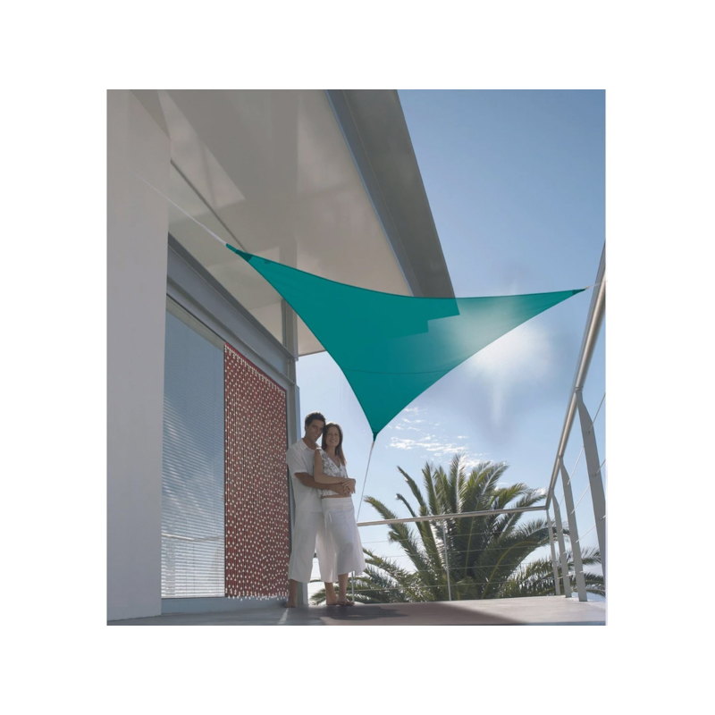 Jardiline - Voile d'ombrage triangulaire serenity - 5 x 5 x 5 m - bleu canard - jardiline