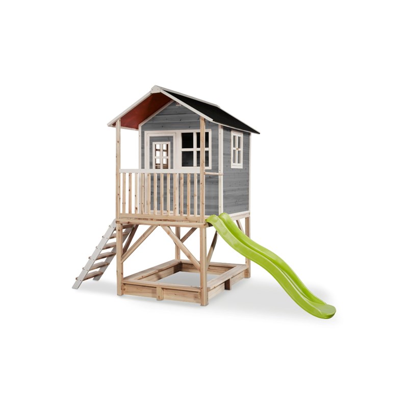 Maisonnette en bois pour enfants loft 500 gris - exit toys