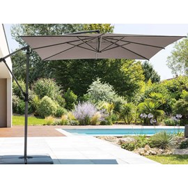 Parasol déporté carré manoa taupe - 2,5 x 2,5 m - hespéride