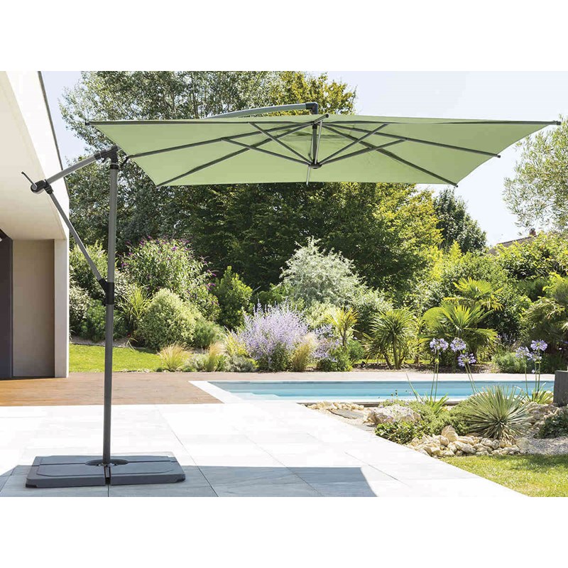 Parasol déporté carré manoa olive - 2,5 x 2,5 m - hespéride