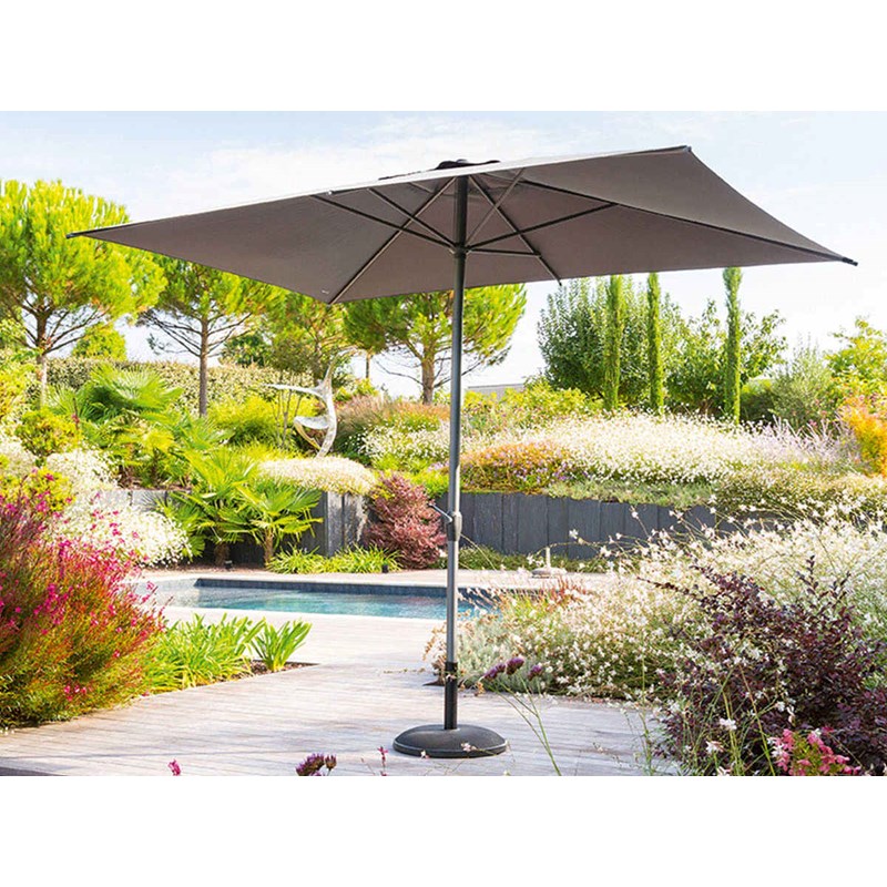 Parasol droit rectangulaire loompa ardoise - 3 x 2 m - hespéride