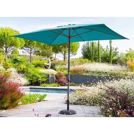 Parasol droit rectangulaire loompa bleu canard - 3 x 2 m - hespéride