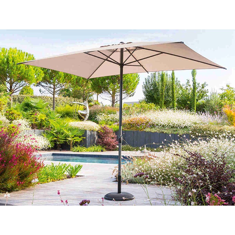 Parasol droit rectangulaire loompa taupe - 3 x 2 m - hespéride