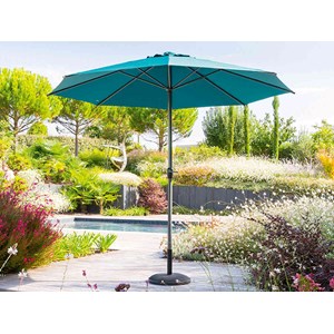 Parasol droit rond loompa bleu canard - 3 m - hespéride