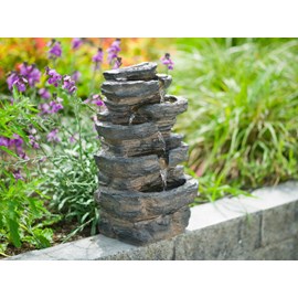 Fontaine de jardin miras avec cascade et éclairage led - ubbink