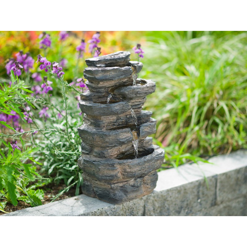 Fontaine de jardin miras avec cascade et éclairage led - ubbink