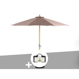 Parasol droit rond tinaei taupe - 3 m + housse protection - hespéride