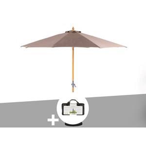 Parasol droit rond tinaei taupe - 3 m + housse protection - hespéride