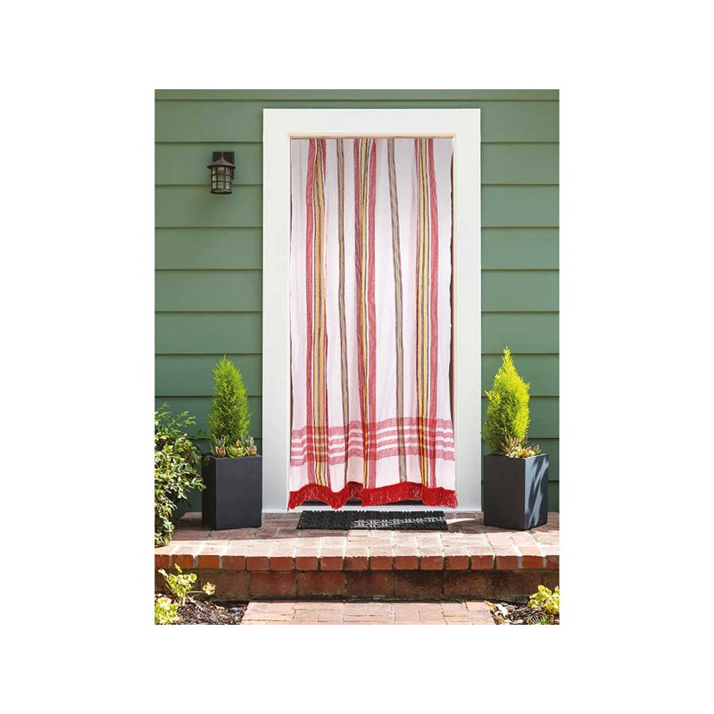 Rideau de porte moustiquaire en toile multicolore rouge 140 x 225 cm - morel