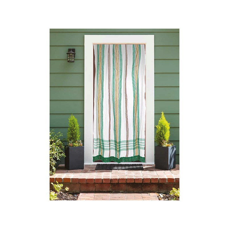 Rideau de porte moustiquaire en toile multicolore vert 140 x 225 cm - morel