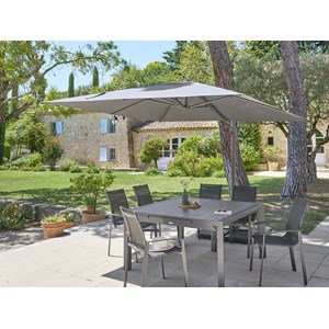 Parasol déporté rectangulaire melhia anthracite - 4 x 3 m - hespéride