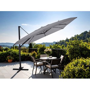 Parasol déportée 3 x 3 m inclinable 5 positions gris clair - jardideco