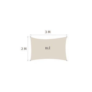 Voile d'ombrage solaire rectangulaire elyora blé - 3 x 2 m - hespéride