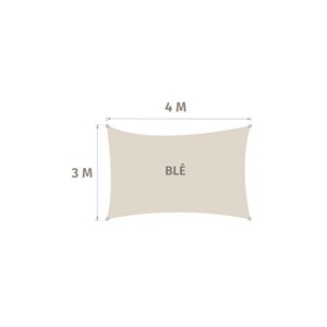 Voile d'ombrage solaire rectangulaire elyora blé - 4 x 3 m - hespéride