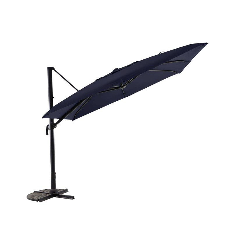 Parasol déportée carré inclinable 5 positions bleu chiné - 3 x 3 m - jardideco