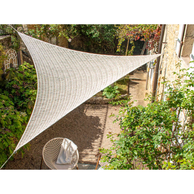 Jardiline - Ombrière macramé en polycoton triangulaire, fait main, 3,6 m - jardiline