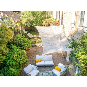 Ombrière macramé en polycoton rectangulaire, fait main, 3 x 2 m - jardiline