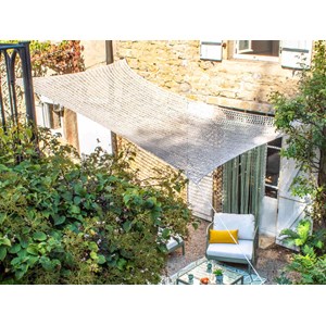 Ombrière macramé en polycoton rectangulaire, fait main, 3 x 2 m - jardiline