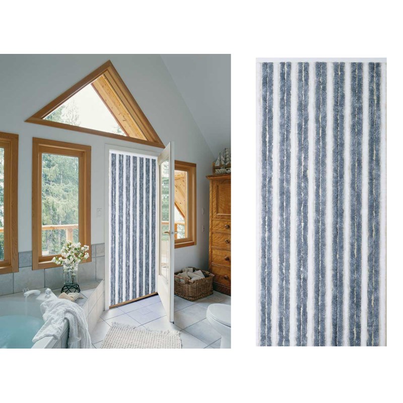 Rideau de porte chenille florence gris blanc - 120 x 220 cm - morel