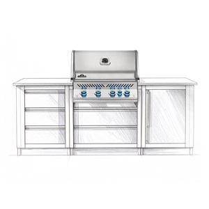 Barbecue à gaz encastrable prestige pro 500 inox 3 brûleurs + sizzle zone + brûl