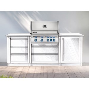 Barbecue à gaz encastrable prestige pro 500 inox 3 brûleurs + sizzle zone + brûl
