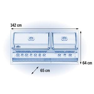 Barbecue gaz encastrable prestige pro 825 inox 4 brûleurs + 2 sizzle zone + brûl