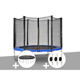 Kit trampoline jardideco atlas ø 2,44 m bleu + bâche de protection + kit d'ancra