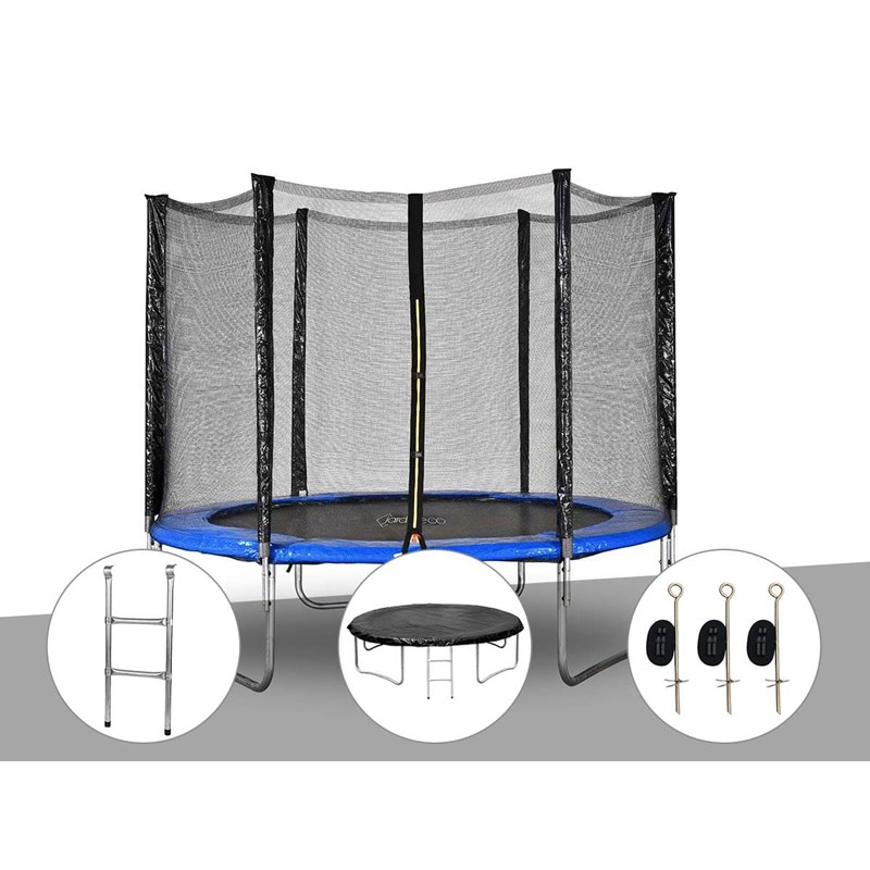 Kit trampoline jardideco atlas ø 2,44 m bleu + echelle + bâche de protection + k