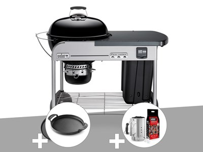 Barbecue à charbon weber performer premium gbs 57 cm noir + kit cheminée + planc