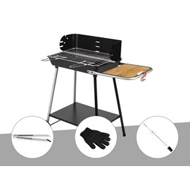 Barbecue charbon florence + pince en inox + gant de protection + kit tournebroch
