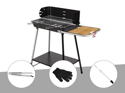 Barbecue charbon florence + pince en inox + gant de protection + kit tournebroch