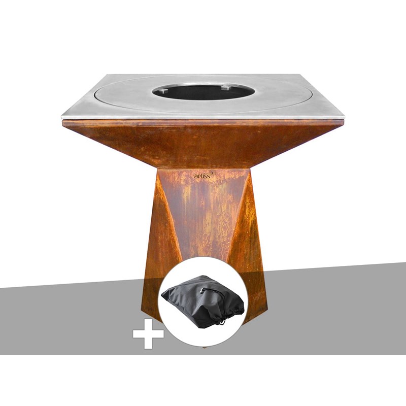 Artiss Design - Brasero g1 corten plaque de cuisson acier inoxydable alimentaire + housse de pro