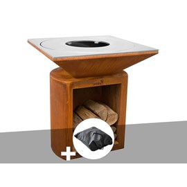 Brasero g2 corten plaque de cuisson acier inoxydable alimentaire + housse de pro