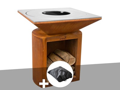 Brasero g2 corten plaque de cuisson acier inoxydable alimentaire + housse de pro