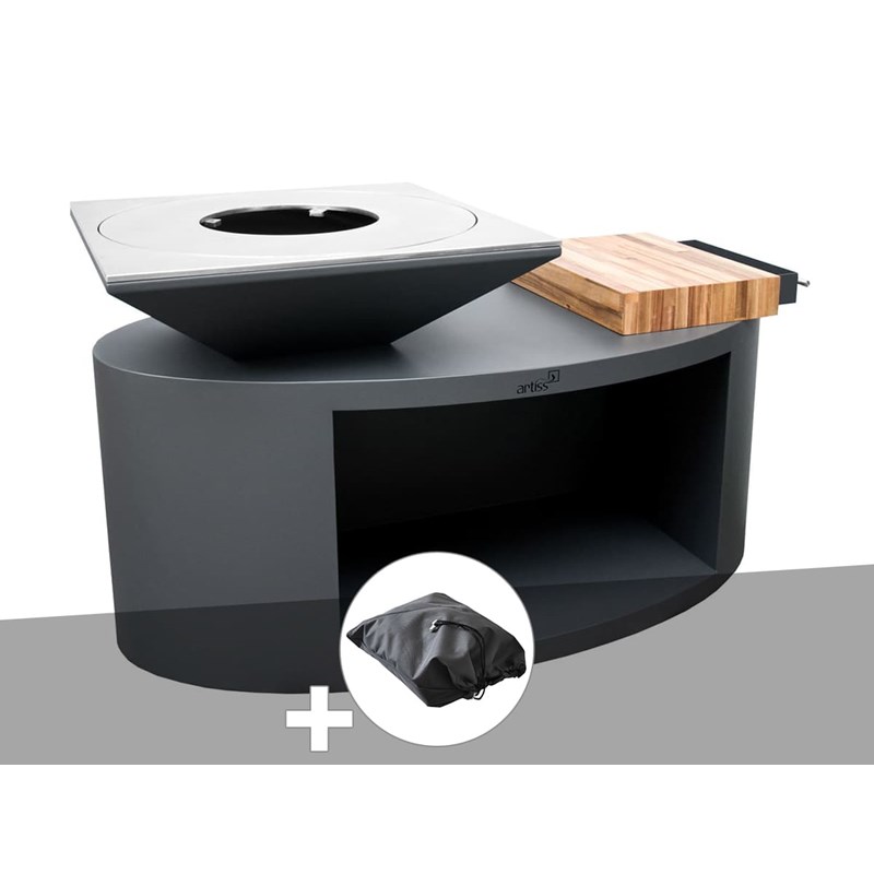 Artiss Design - Brasero g3 graphite plaque de cuisson acier inoxydable alimentaire + housse de p