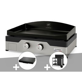 Plancha gaz signature allure 260 duo + couvercle de protection + desserte - le m