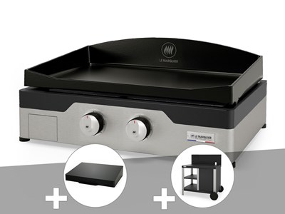 Plancha gaz signature allure 260 duo + couvercle de protection + desserte - le m