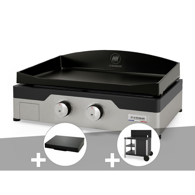 Plancha gaz signature allure 260 duo + couvercle de protection + desserte - le m