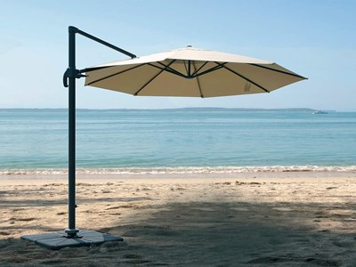Parasol rond en aluminium et toile polyester avec pied en croix - tobago éco - ø