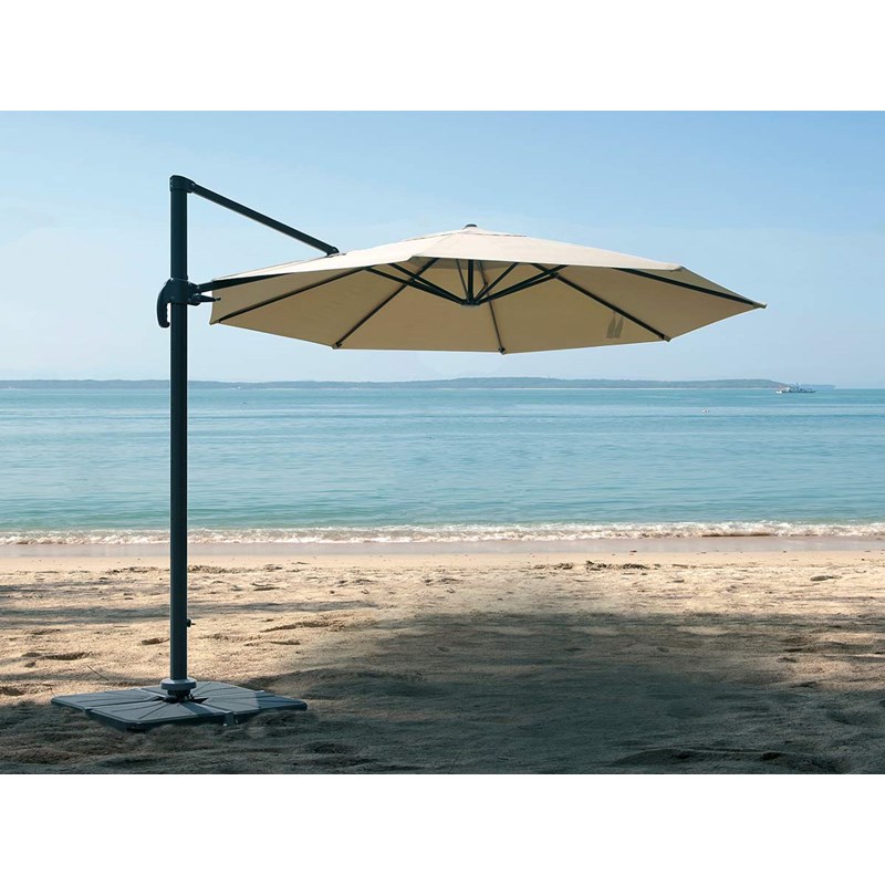 Parasol rond en aluminium et toile polyester avec pied en croix - tobago éco - ø