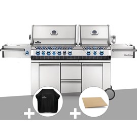 Barbecue à gaz prestige pro 825 + housse de protection + pierre à pizza large re