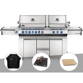 Barbecue à gaz prestige pro 825 + housse de protection + plateau charbon + pierr