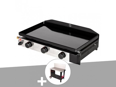 Plancha gaz à poser 3 brûleurs solia 300 - somagic + chariot plancha en métal sa