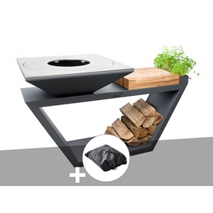 Brasero g4 graphite plaque de cuisson acier inoxydable alimentaire + housse - ar