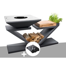 Brasero g5 graphite plaque de cuisson acier inoxydable alimentaire + housse - ar