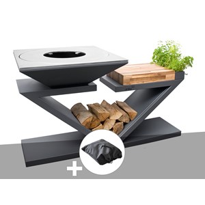 Brasero g5 graphite plaque de cuisson acier inoxydable alimentaire + housse - ar