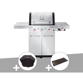 Barbecue à gaz professional pro s 3 + housse de protection + plancha - char-broi