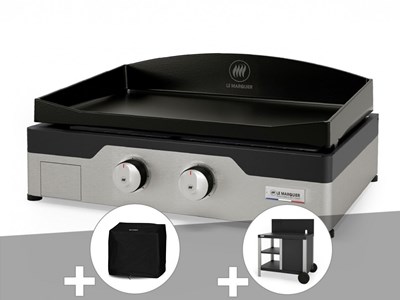 Plancha gaz signature allure 260 duo + housse de protection + desserte - le marq