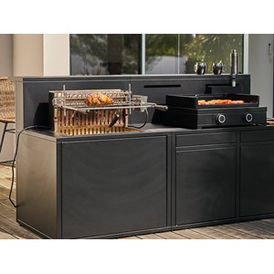 Barbecue charbon encastrable et à poser avec tournebroche électrique 918.66 - fo